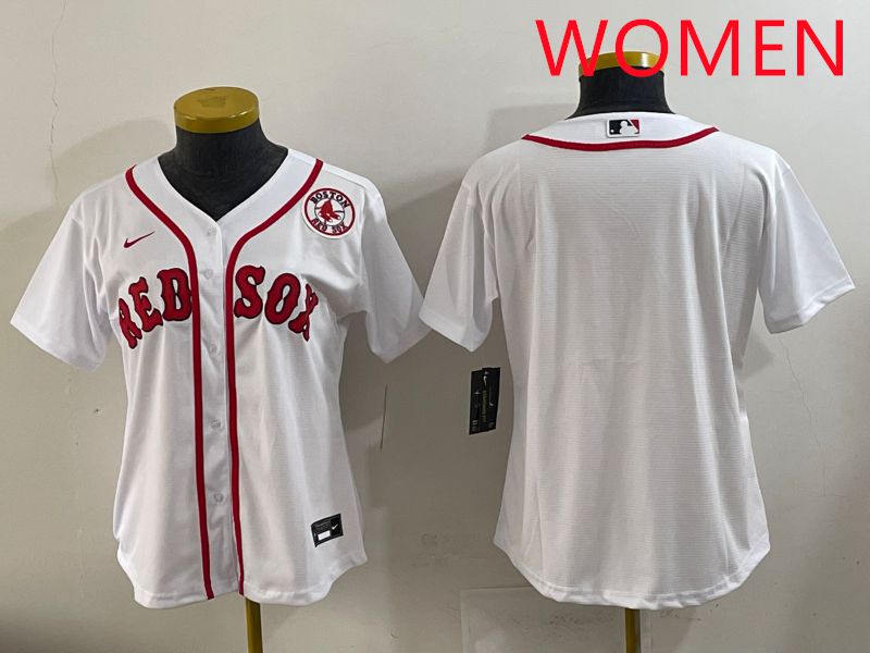 Women 2025 Boston Red Sox Blank White Game Nike MLB Jersey style 3